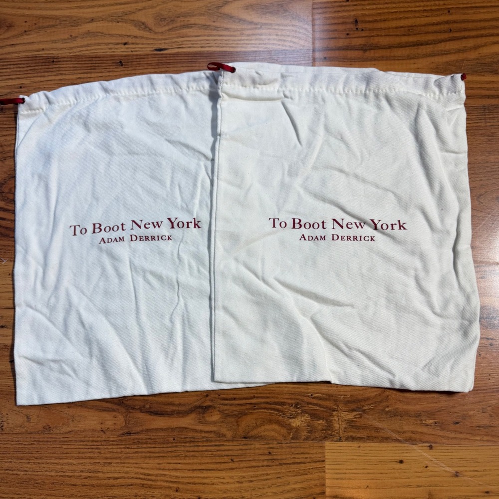 To Boot New York Adam Derrick Set of 2 Shoe Dust Bags Cream Cotton Drawstring